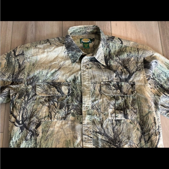 Vintage Cabelas Shirt Large Tall Green Workwear Camo Seclusion 3D Canvas Mens - Picture 6 of 8